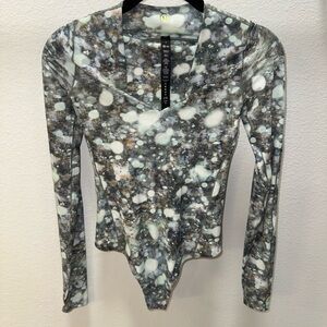 Gray Speckled Lululemon Lab V-Neck Long Sleeve Bodysuit